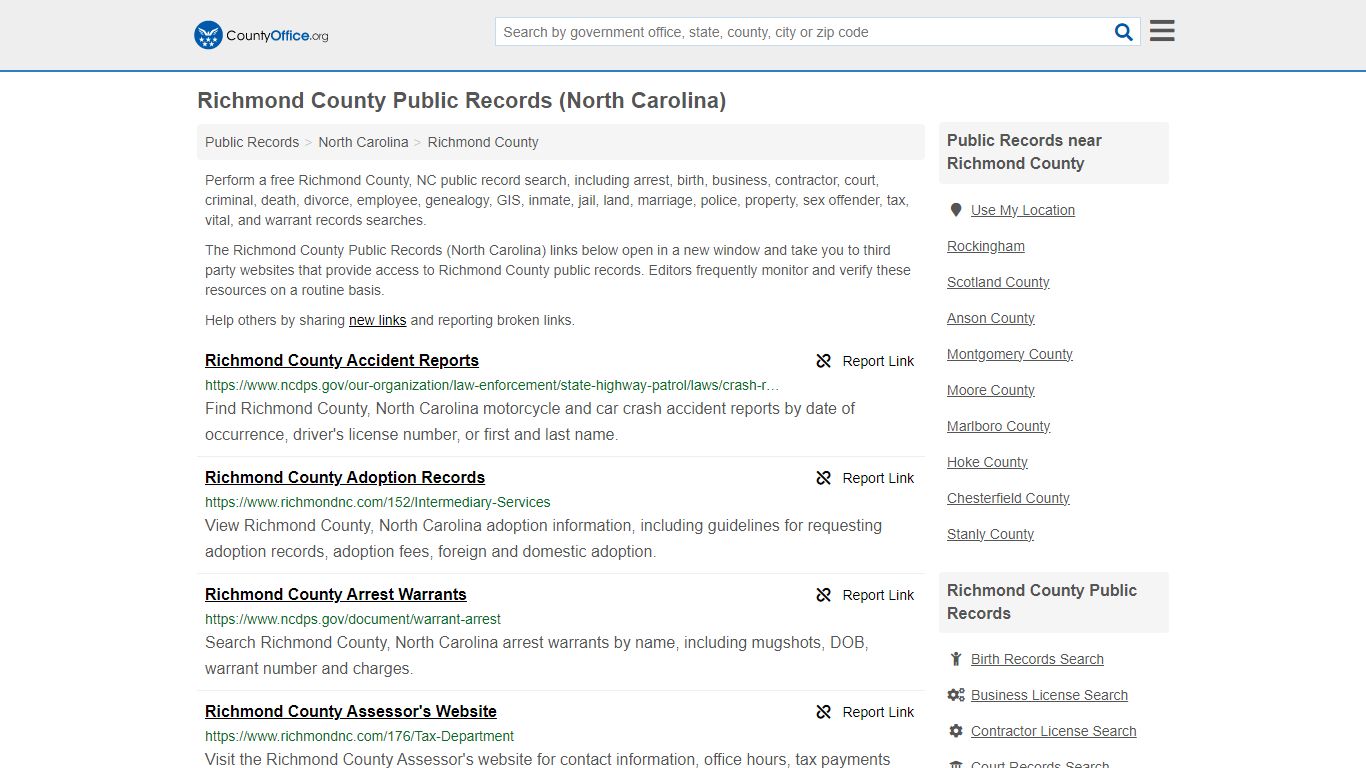 Public Records - Richmond County, NC (Business, Criminal, GIS, Property ...